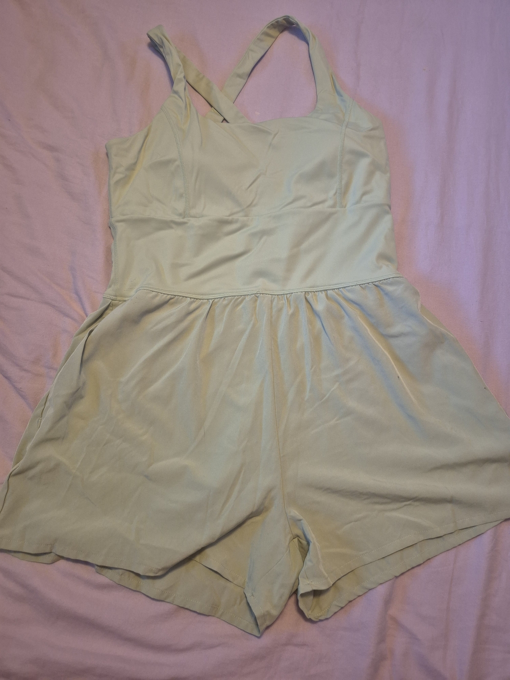 ZYIA Light Green Cross-Back Romper